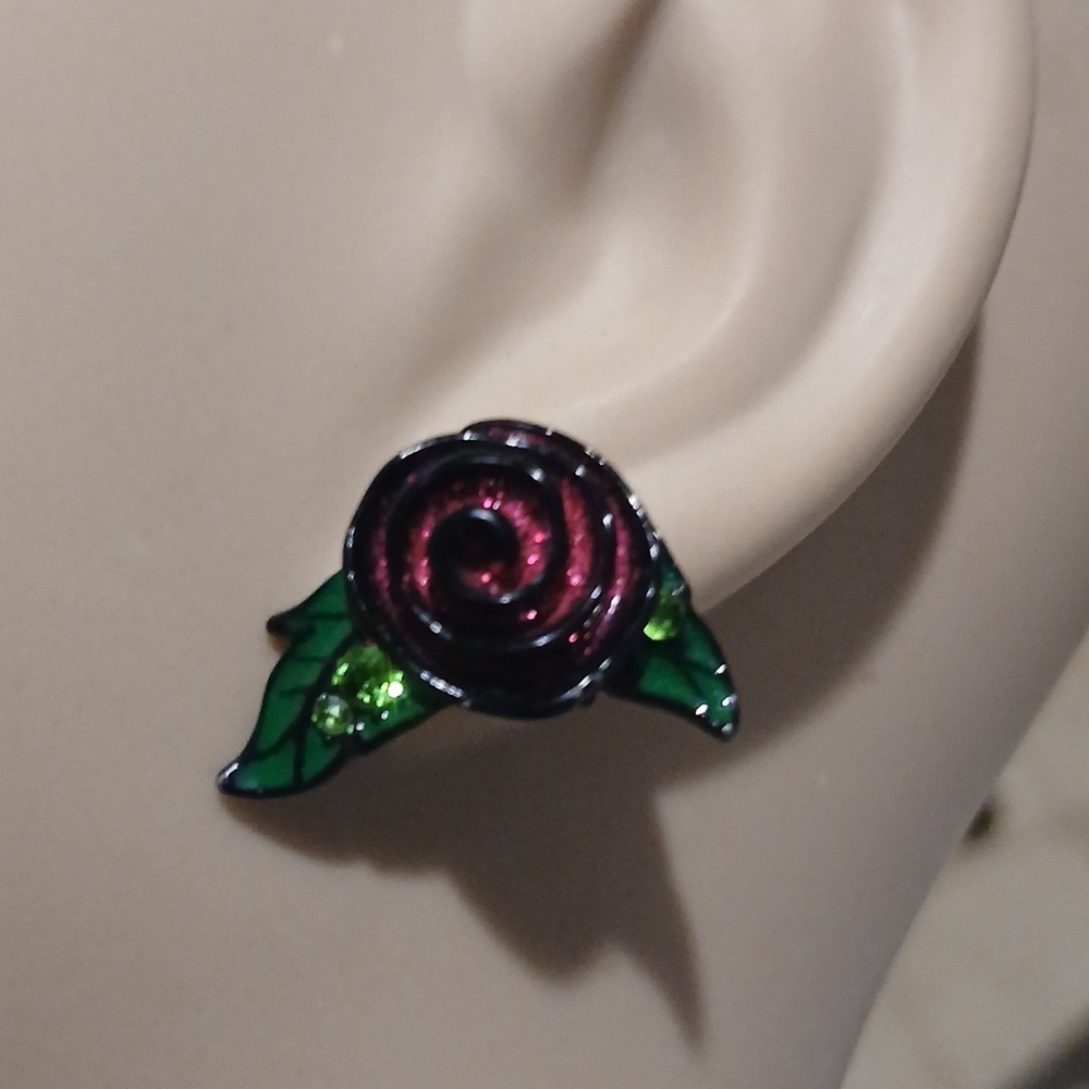Betsey Johnson Glitter Rose Post Earrings